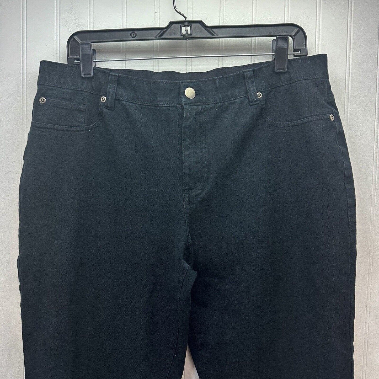 Chicos Jeans 3 Short Womens 16 Straight Crop Black Stretch Denim Comfort