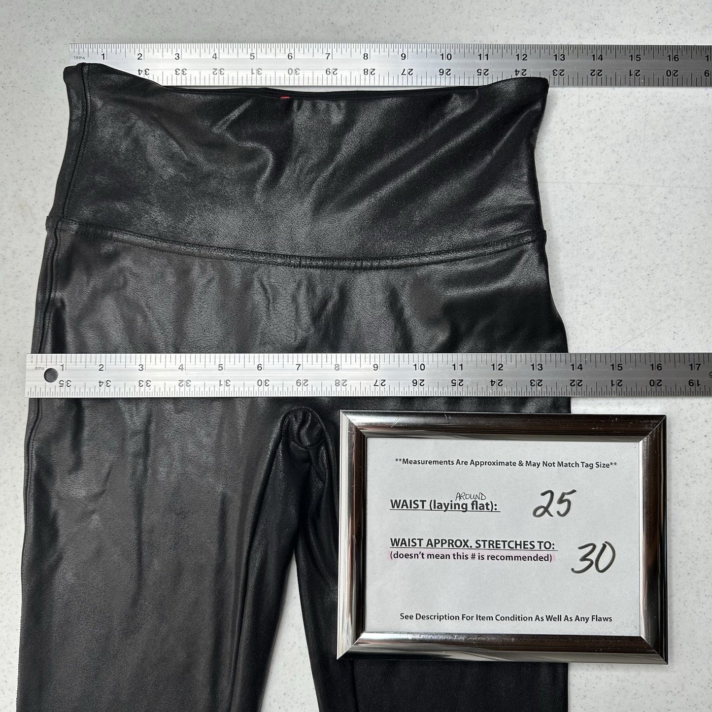 Spanx Leggings Womens Medium Faux Leather Black Pull On Shape Pants Slimming EUC