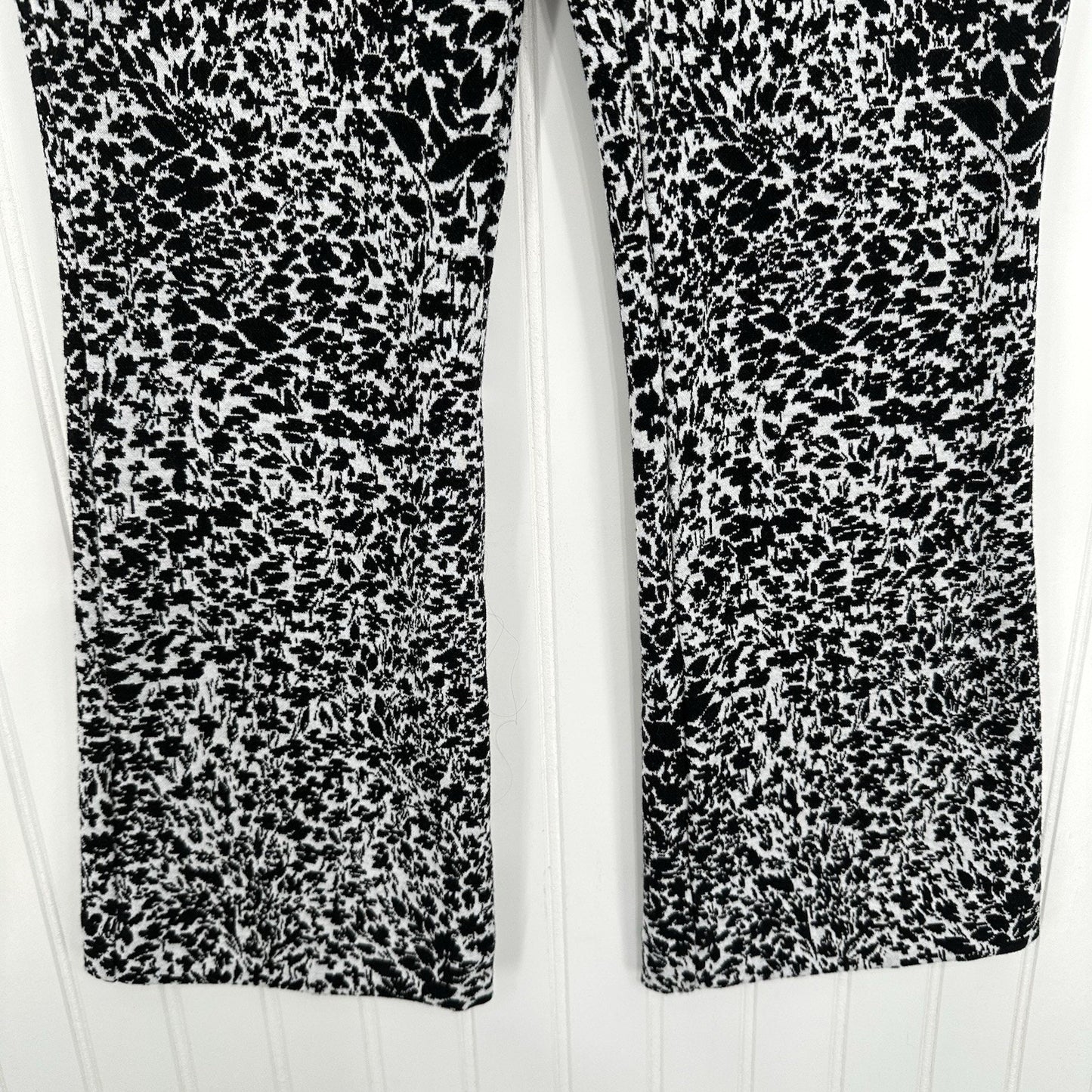 Maeve Pants Womens XSP Margot Kick Flare Crop Black Floral Knit Anthropologie