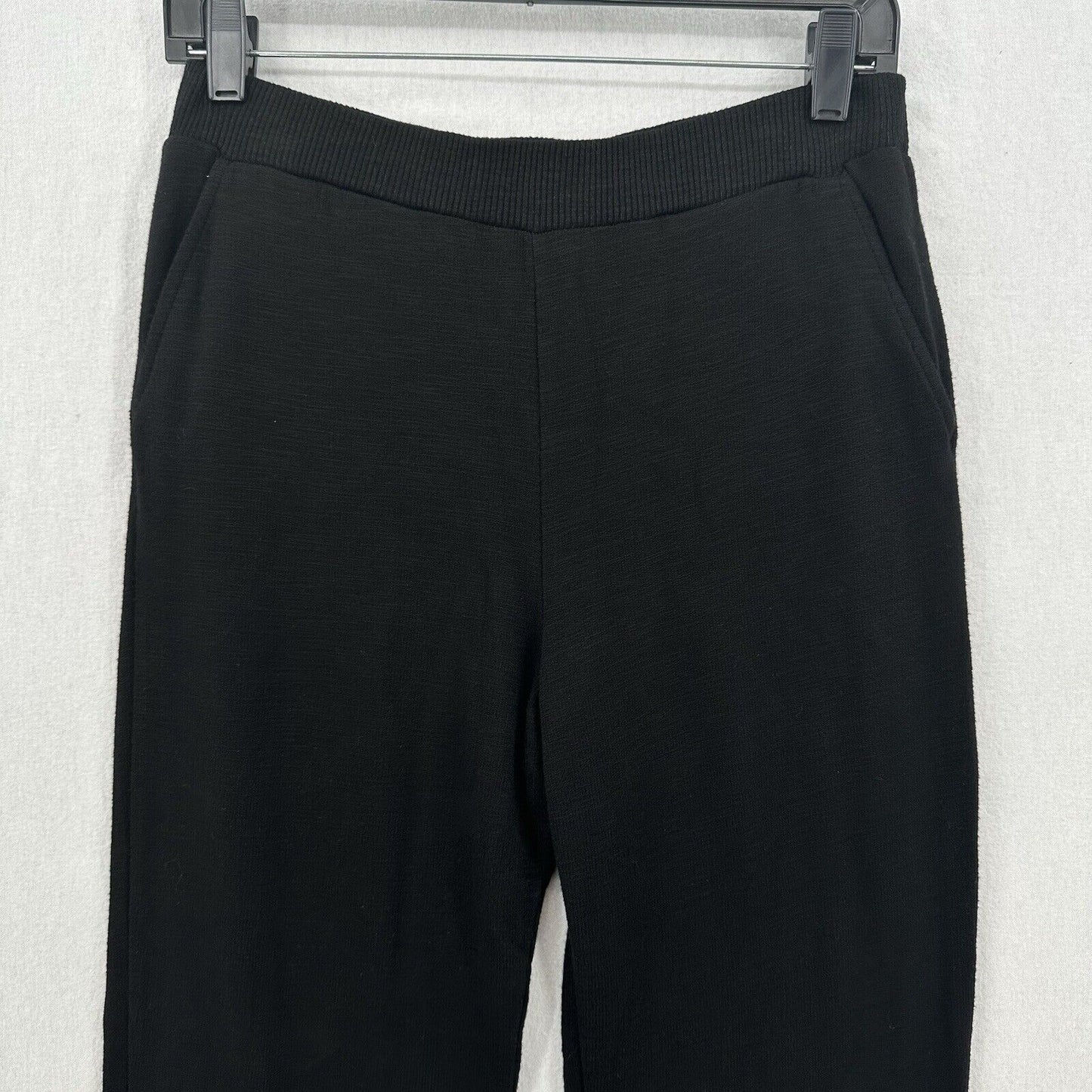 Monrow Pants Womens Small SuperSoft Straight Black Knit Pull On Split Hems Cozy