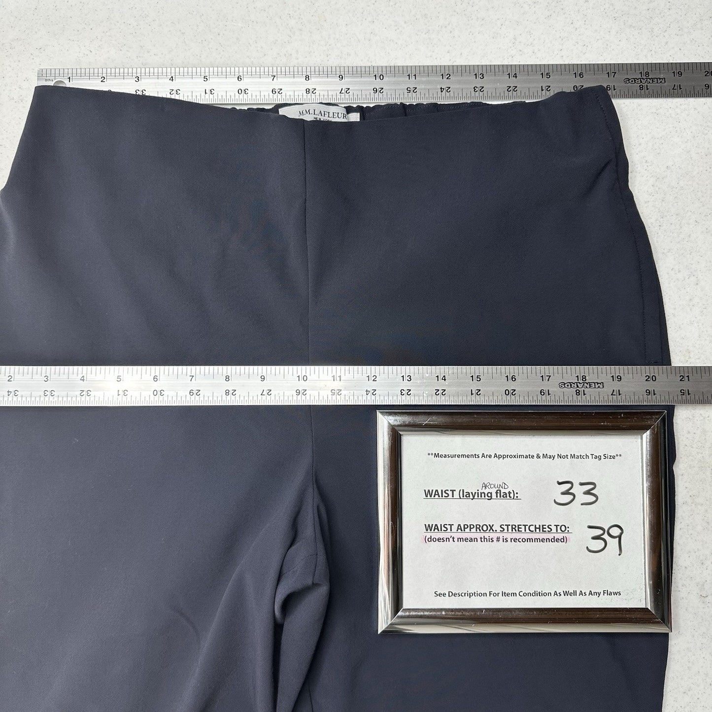 MM Lafleur Pants Womens +2 18 Straight Ankle Navy Blue Stretch Minimalist Career
