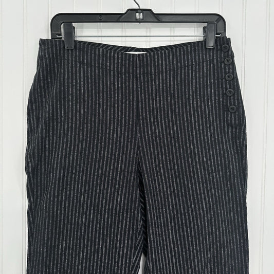 Sundance Pants Womens 6 Black Pinstripe Linen Cotton Coastal Contemporary