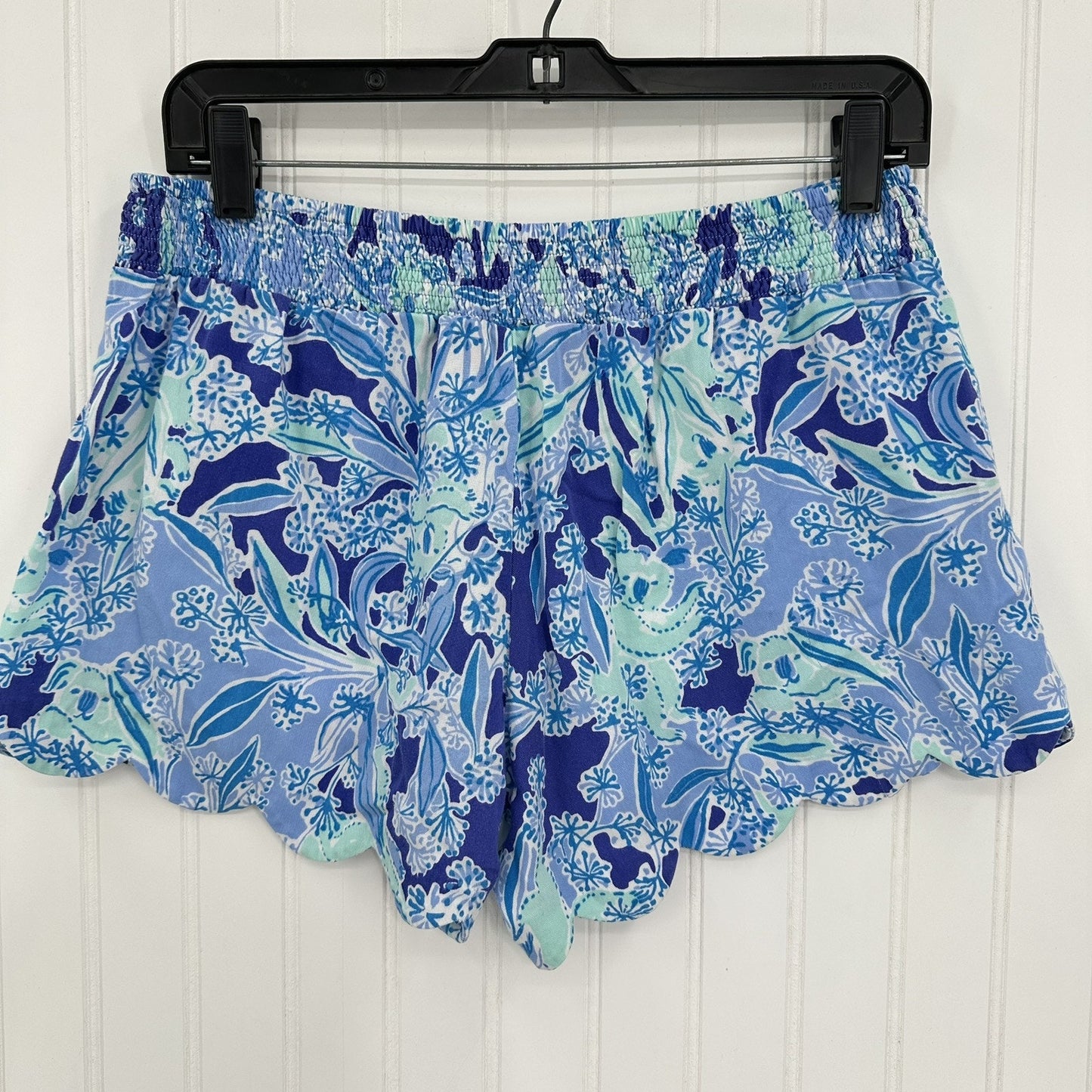 Lilly Pulitzer Shorts Womens M Dahlia Koala Scallop Hem Blue Coastal Barbie