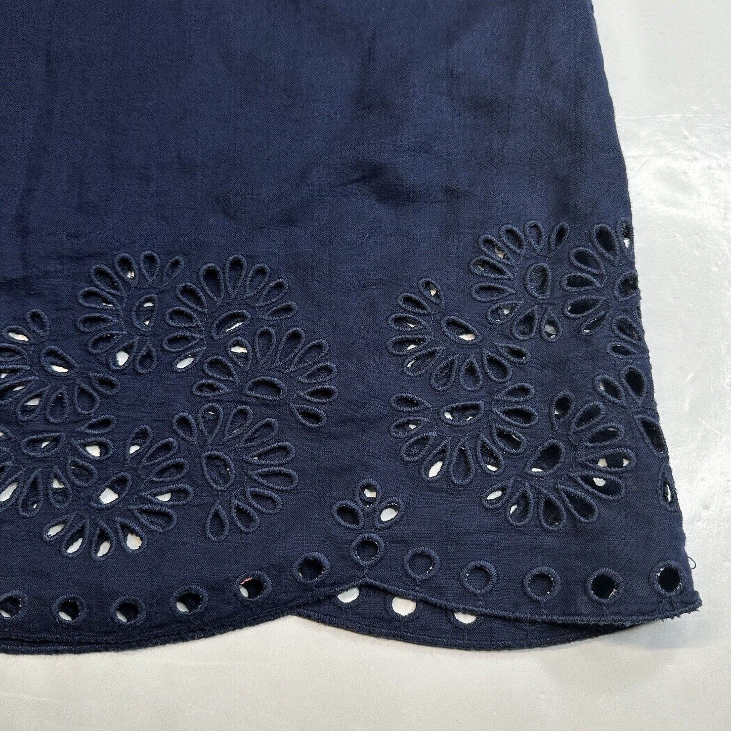 J Crew Dress Medium Navy Blue Linen Cotton Lightweight Womens Coastal Beachy
