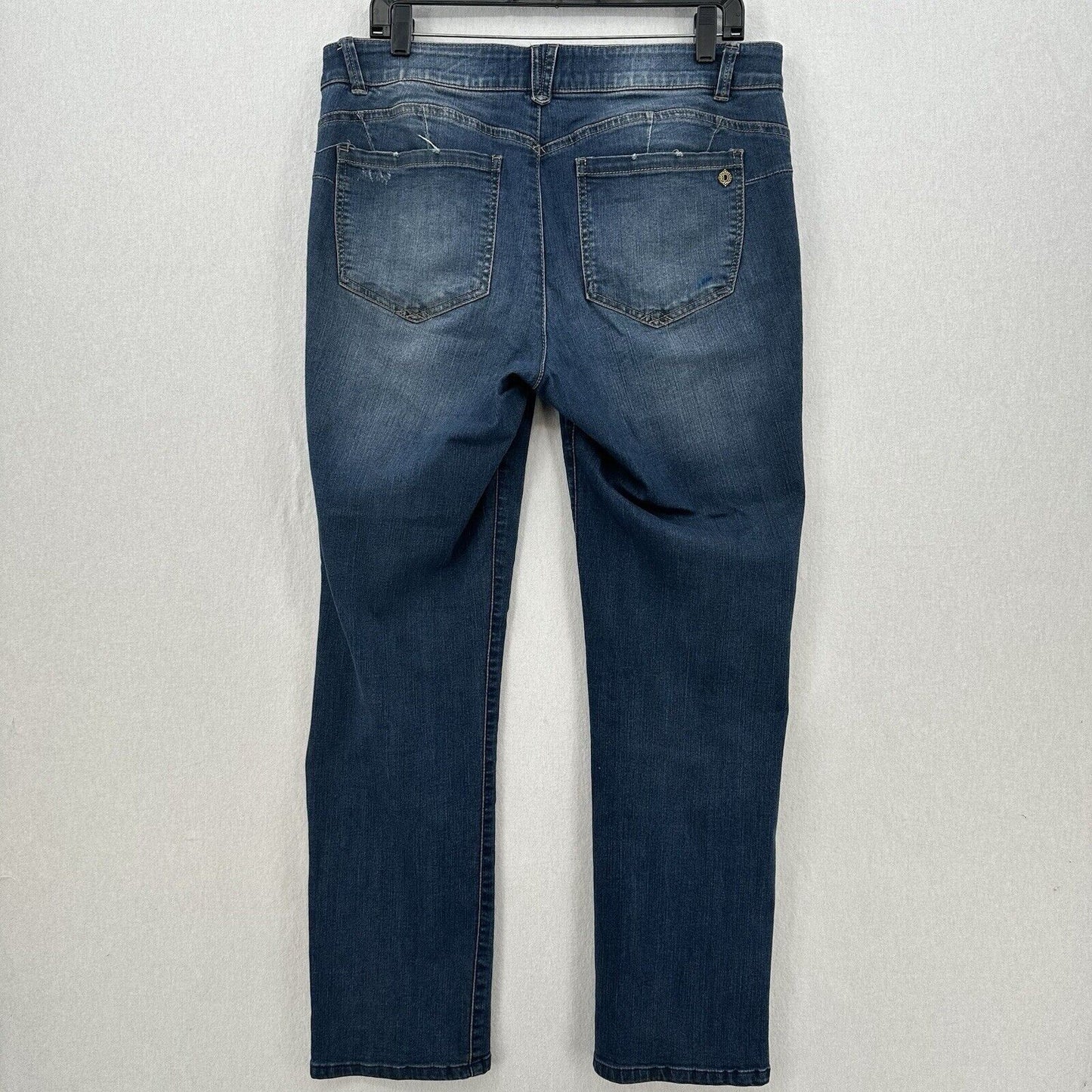 Democracy Jeans Women 12 Straight Boyfriend Ab Solution Blue Stretch Denim *Spot