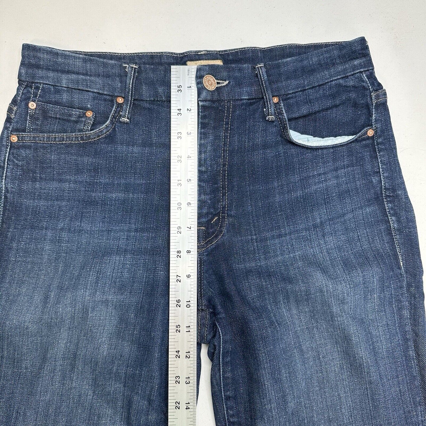 Mother Jeans Womens 29 High Waisted Ankle Fray Blue Denim Clean Sweep Dark Wash