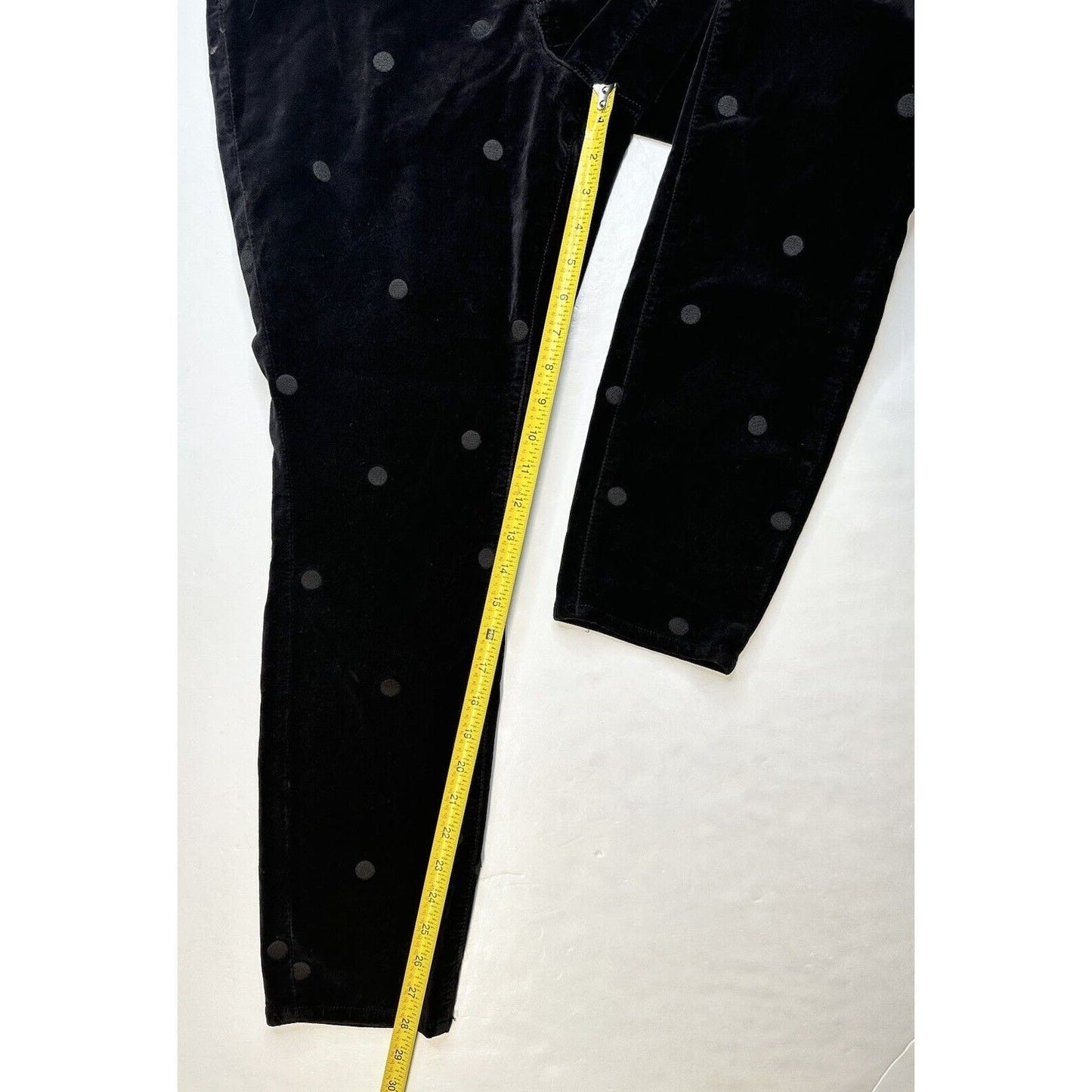 Pilcro Letterpress Jeans Womens 33 Black Velvet High Rise Skinny Polka Dots