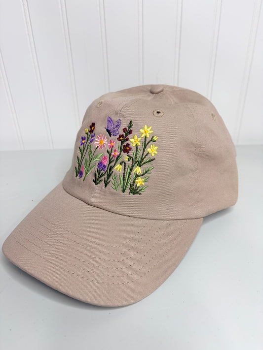 Floral Embroidered Dad Hat Unstructured Cotton Twill Adjustable Closure Casual Boho Wildflowers35 Gift