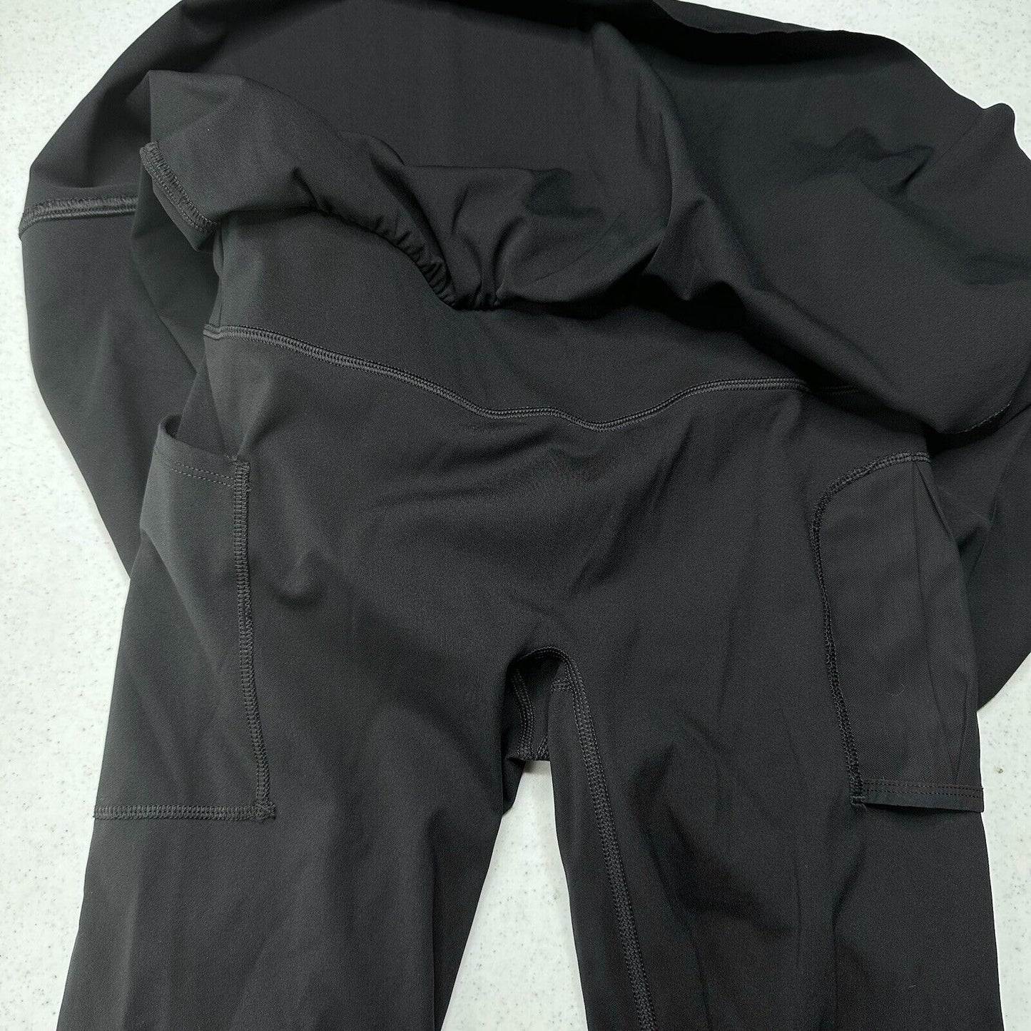 Spanx Leggings Womens Medium Booty Boost Skirted Pants Black Active Pocket EUC