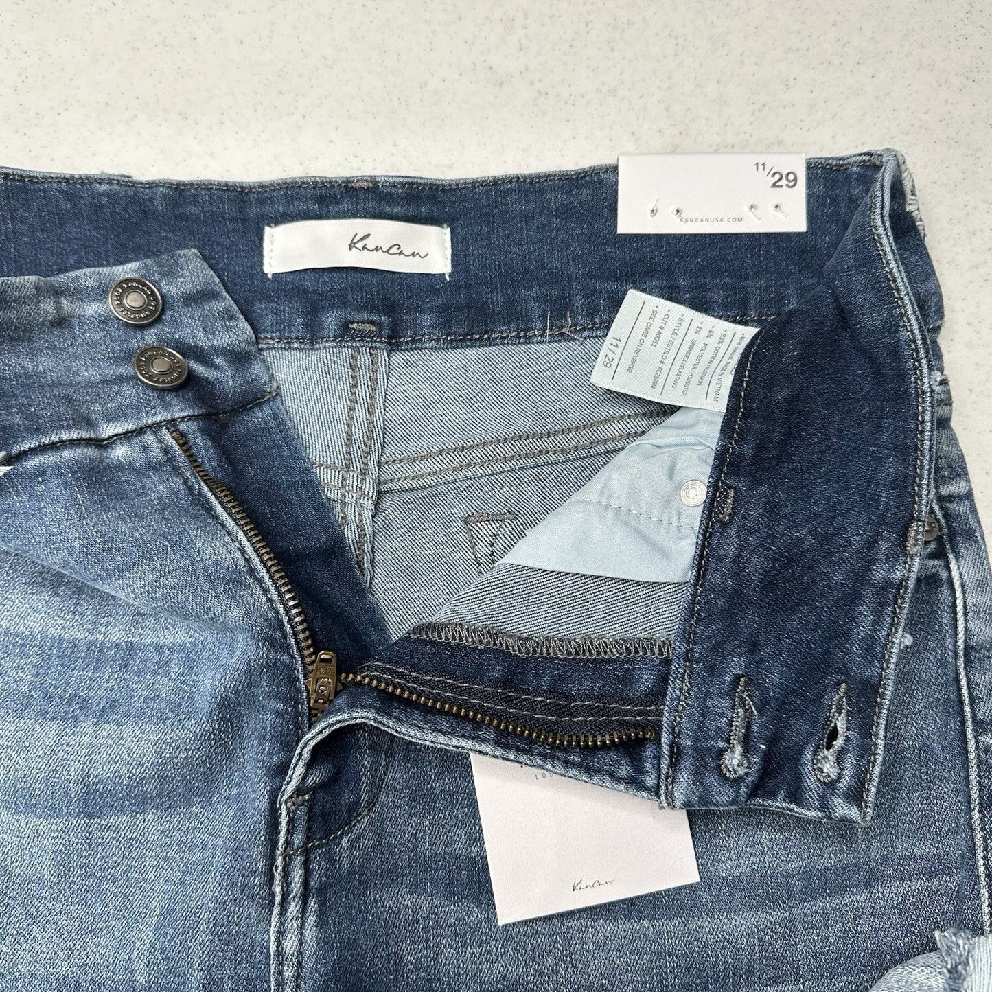 Kancan Jeans Womens 11 29 High Rise Super Skinny Blue Stretch Denim Distress NEW
