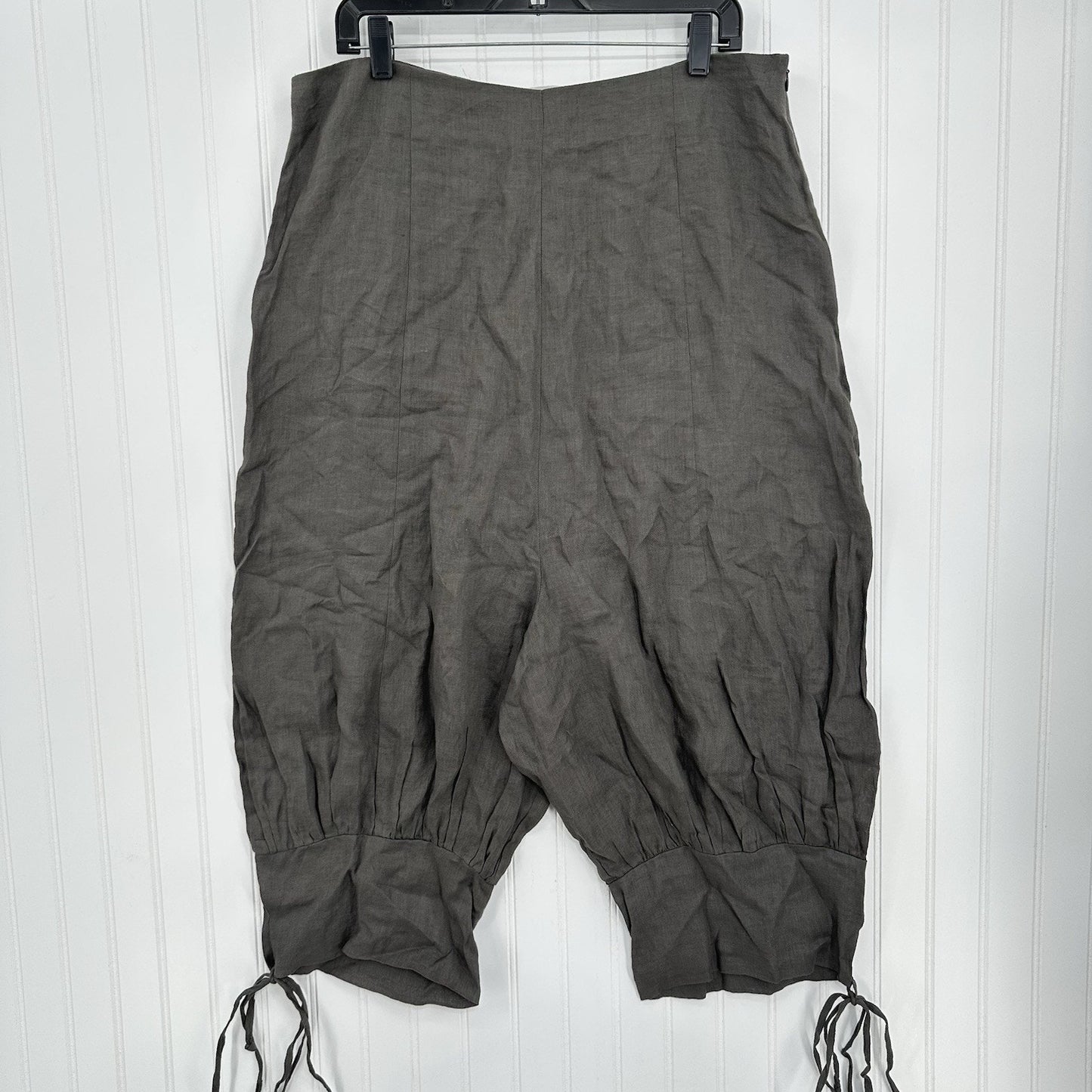 Sarah Pacini Pants 4 Women XL Linen Drop Crotch Crop Zip Coastal Beach Lagenlook