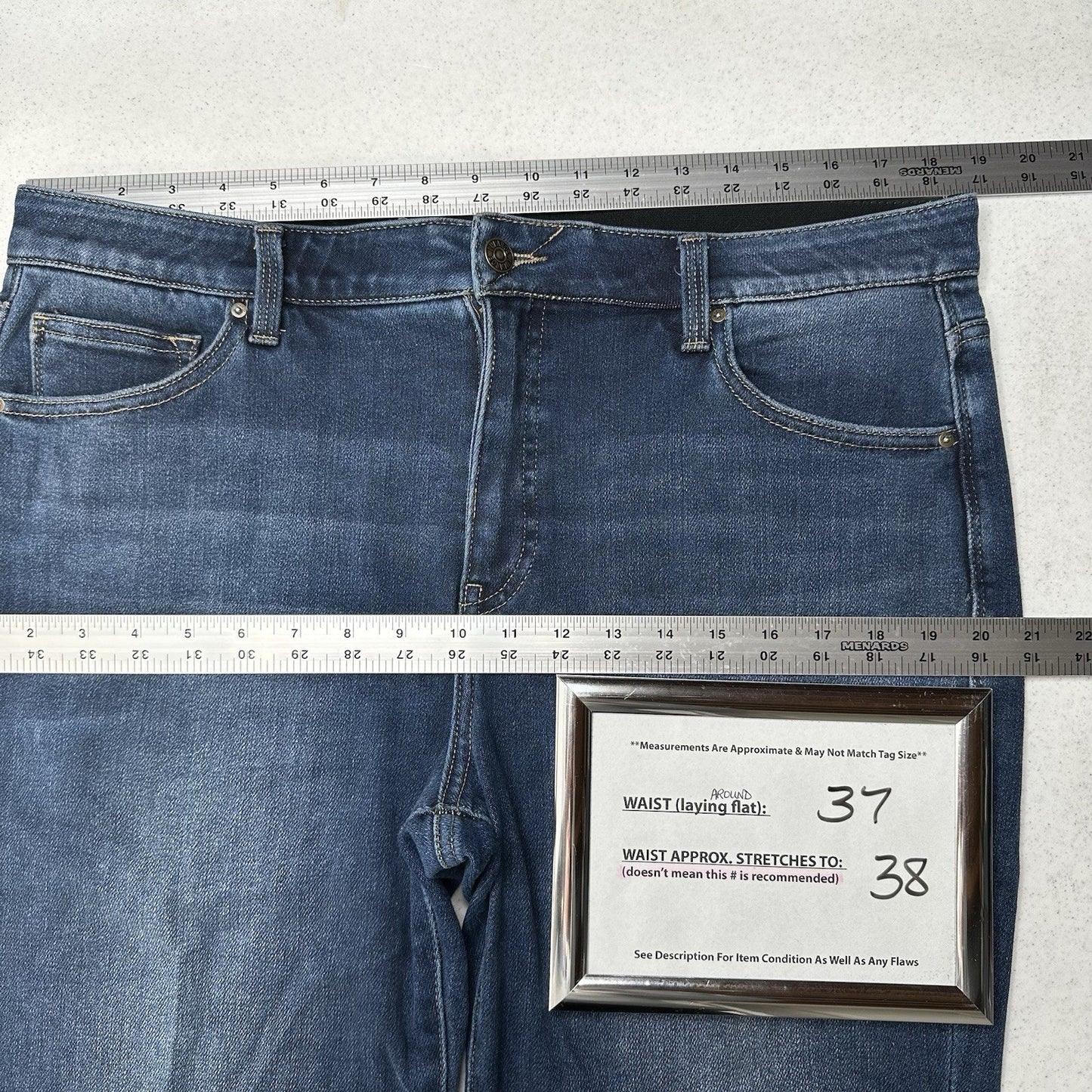 Lularoe Jeans Womens 32 US 14 Boyfriend Blue Stretch Denim Tummy Panel EUC