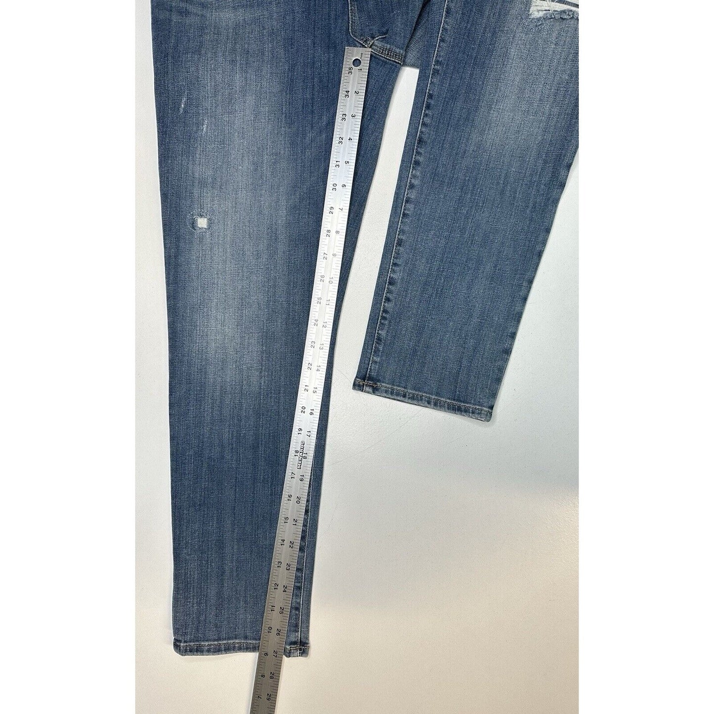 Chicos Jeans 1 US 8 So Slimming Girlfriend Ankle Stretch Blue Denim Distress NEW