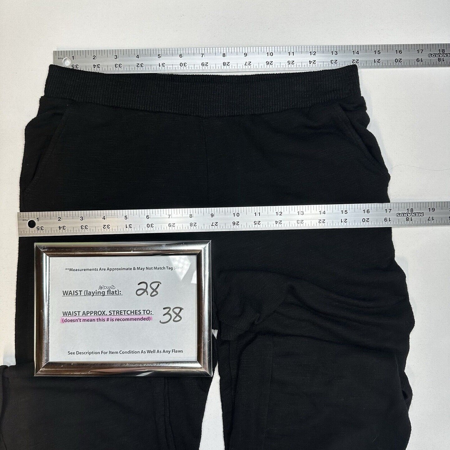 Monrow Pants Womens Small SuperSoft Straight Black Knit Pull On Split Hems Cozy