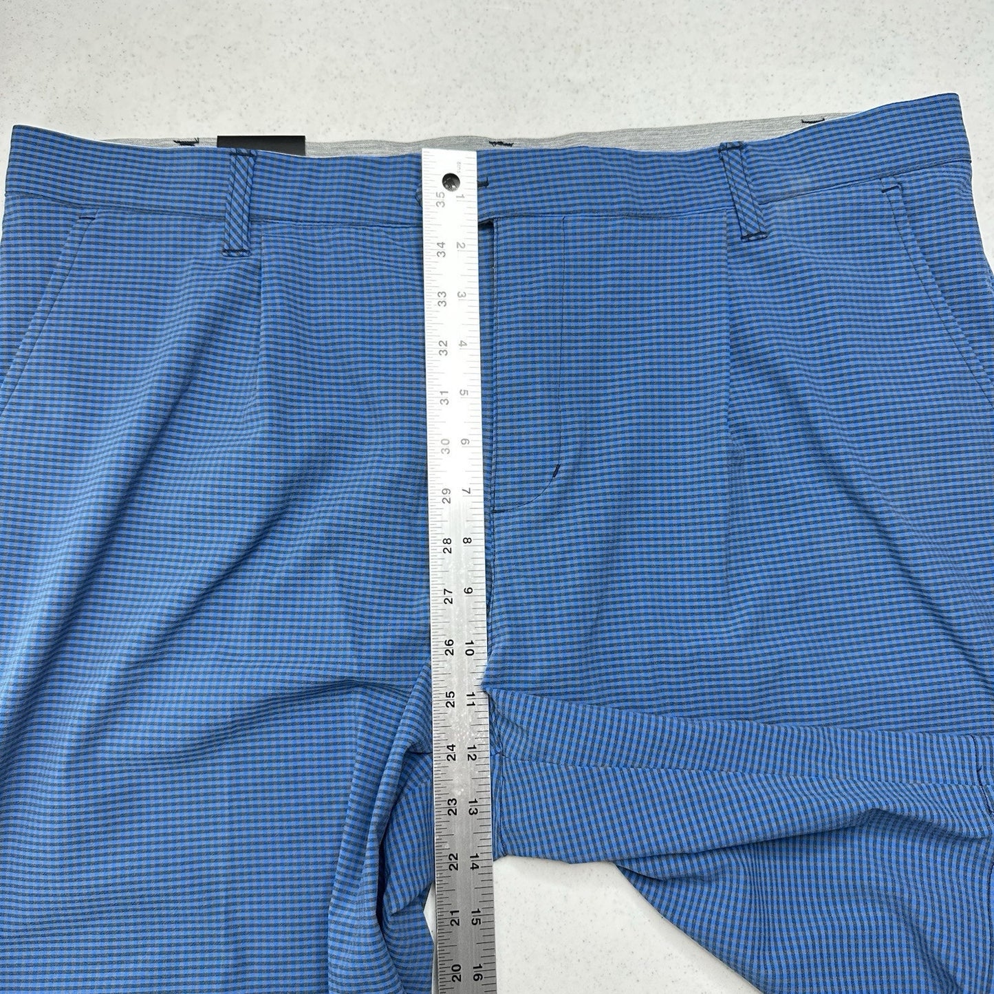 Adidas Shorts Mens 38 Ultimate 365 Chino Blue Gingham Check 10.5" Long NEW