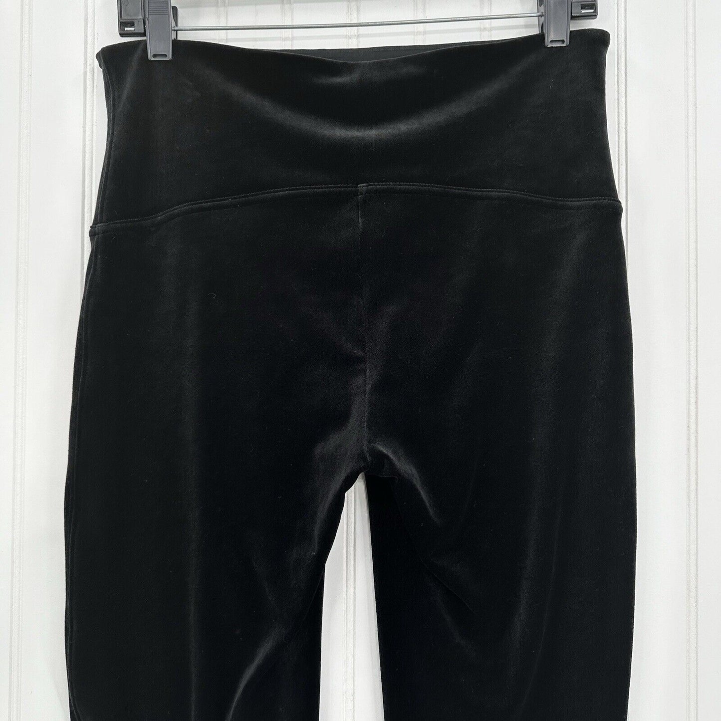 Spanx Leggings Womens 1X Black Velvet Pants Pull On Slimming Goth Emo Y2K EUC
