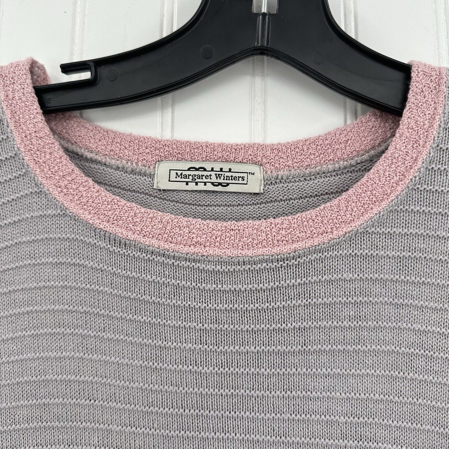 Margaret Winters Sweater Womens Medium Knit Cotton Pocket Mixed Media Boho
