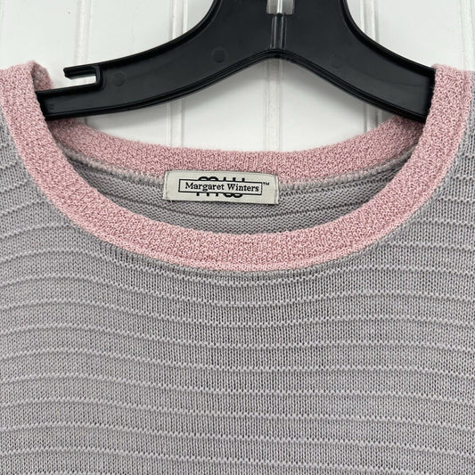 Margaret Winters Sweater Womens Medium Knit Cotton Pocket Mixed Media Boho