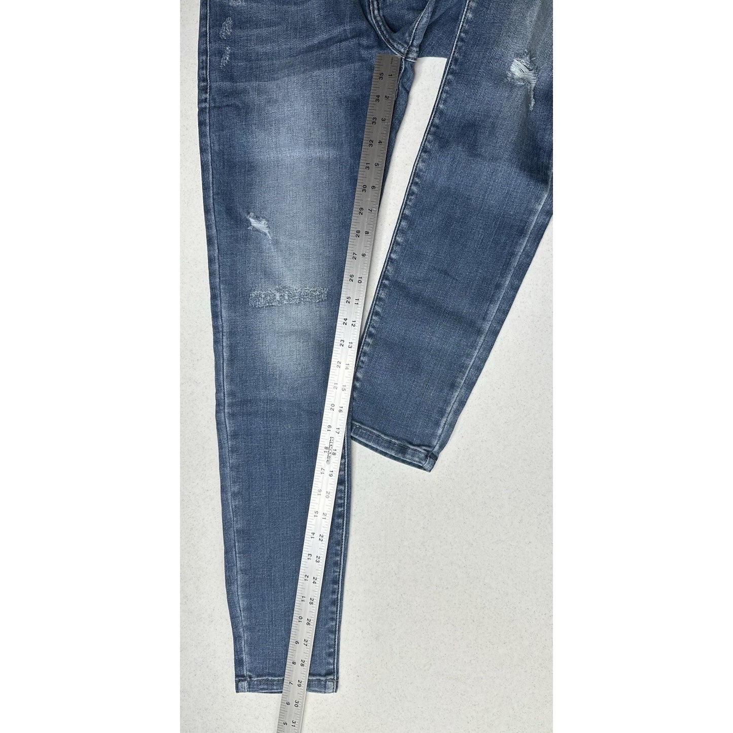 Kancan Jeans Womens 11 29 High Rise Super Skinny Blue Stretch Denim Distress NEW