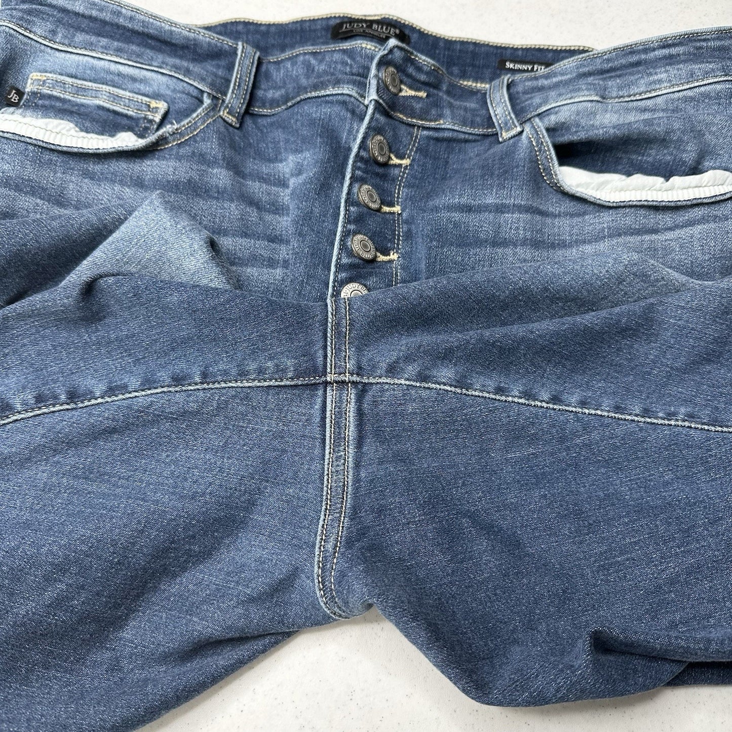 Judy Blue Jeans Womens 22W Skinny High Rise Blue Stretch Denim Button Fly
