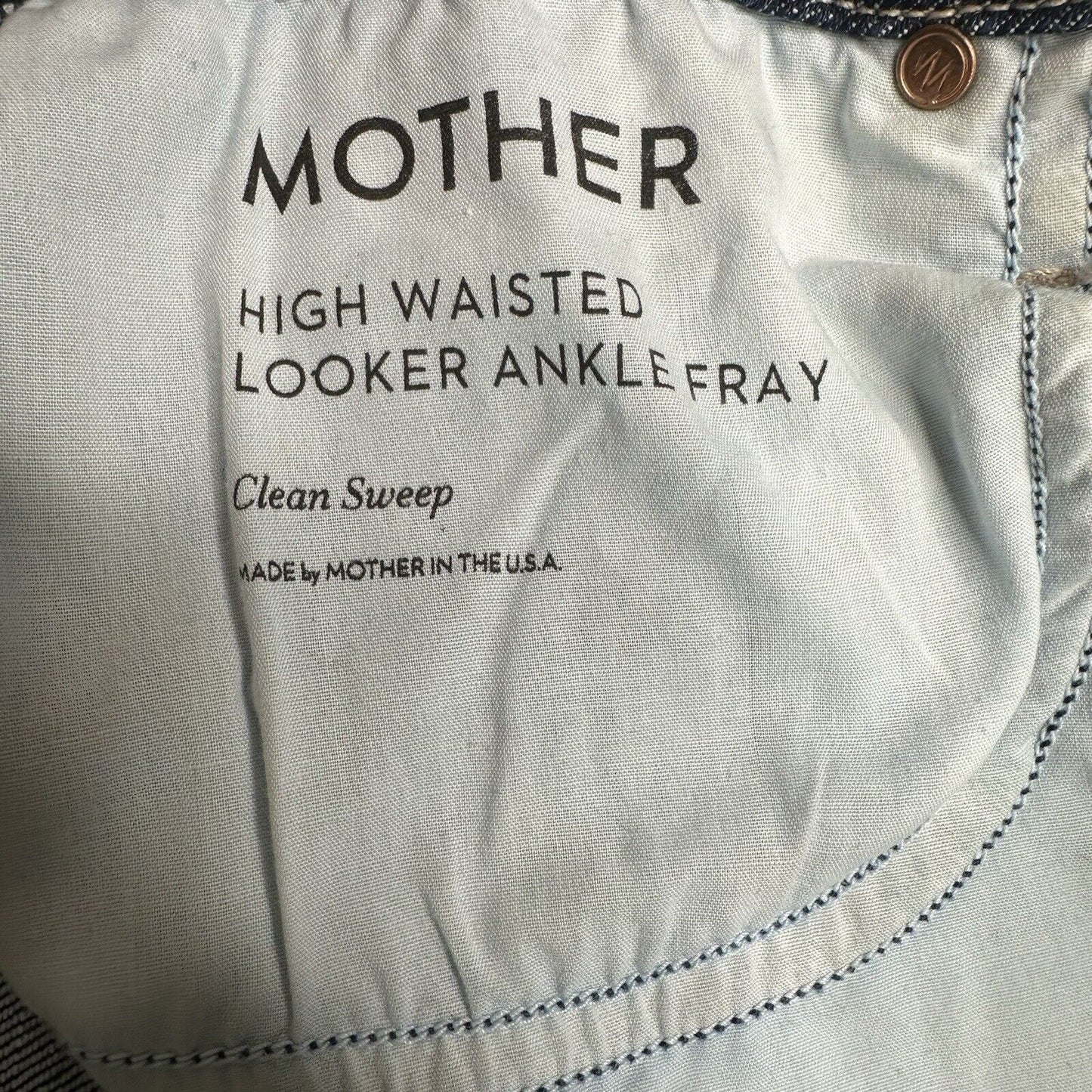 Mother Jeans Womens 29 High Waisted Ankle Fray Blue Denim Clean Sweep Dark Wash