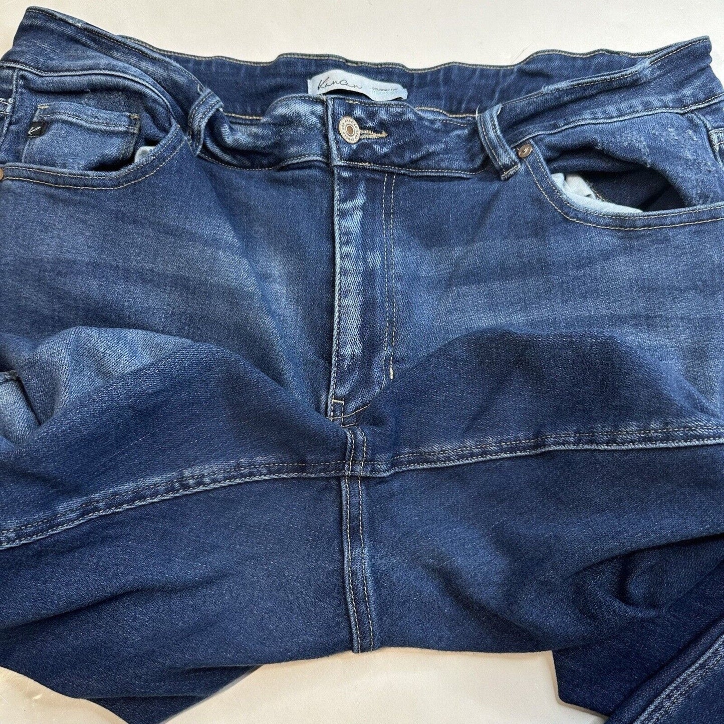 Kancan Jeans 20 Womens Skinny Blue Stretch Denim Distressed Fray Dark Plus Size