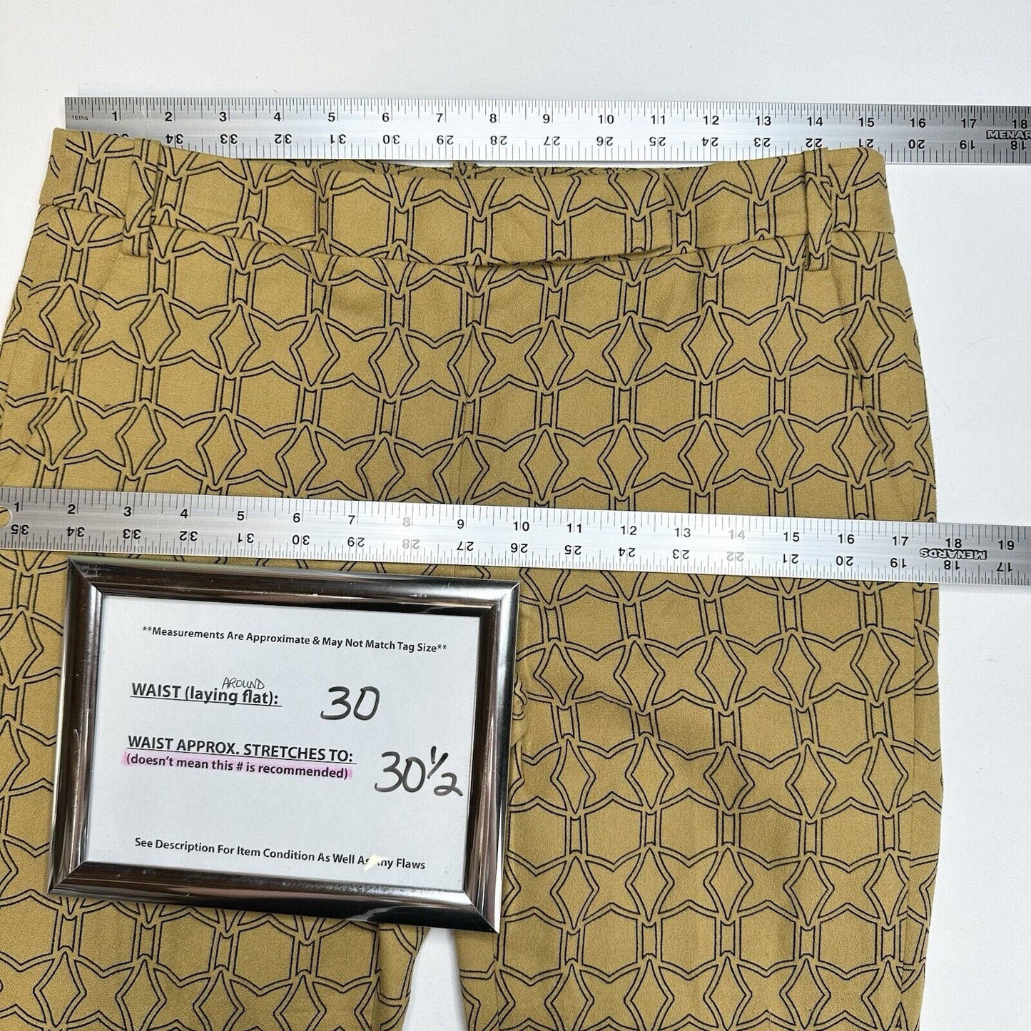 Tibi Pants Womens 2 Slim Crop Mustard Yellow Cotton Throwing Stars Career Preppy