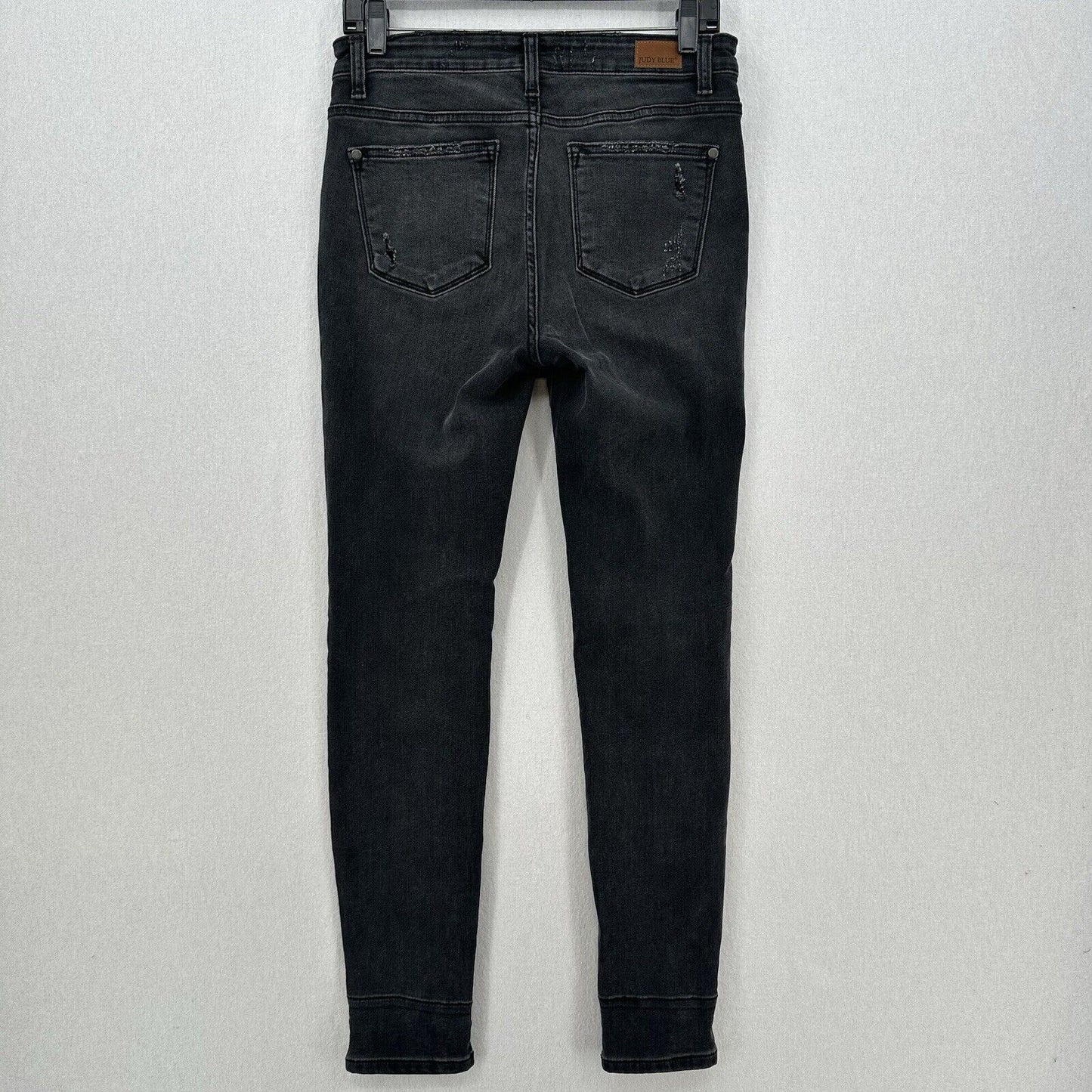 Judy Blue Jeans 9 29 Skinny Black Stretch Denim Red Buffalo Plaid Patch Distress