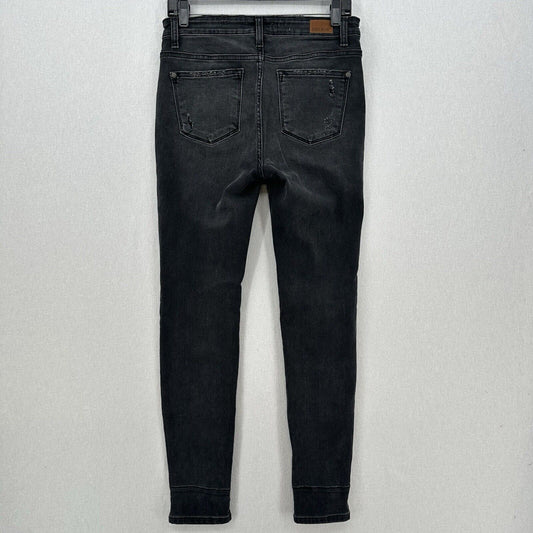 Judy Blue Jeans 9 29 Skinny Black Stretch Denim Red Buffalo Plaid Patch Distress