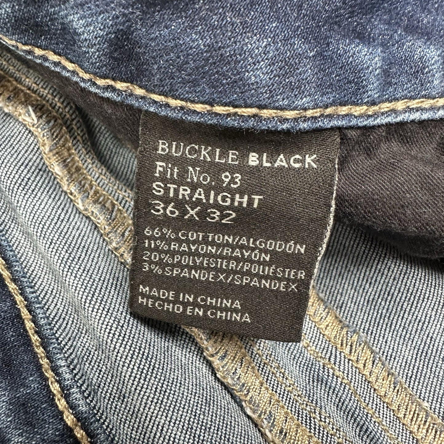 Buckle Black Jeans Womens 36x32 Fit 93 Straight Blue Denim Dark Wash Western