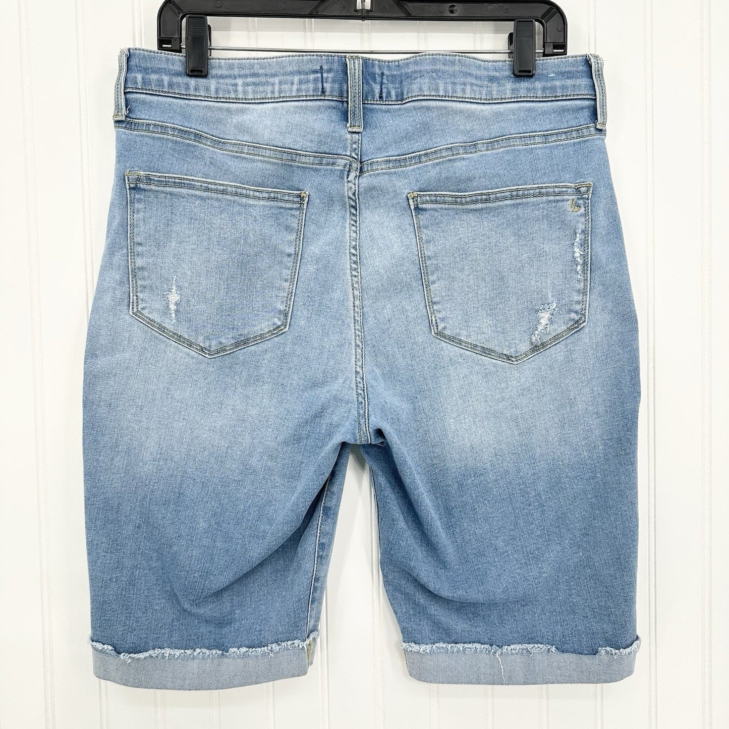 Lularoe Shorts 32 US 14 Skinny Bermuda Cuffed Blue Denim Tummy Panel *Spot