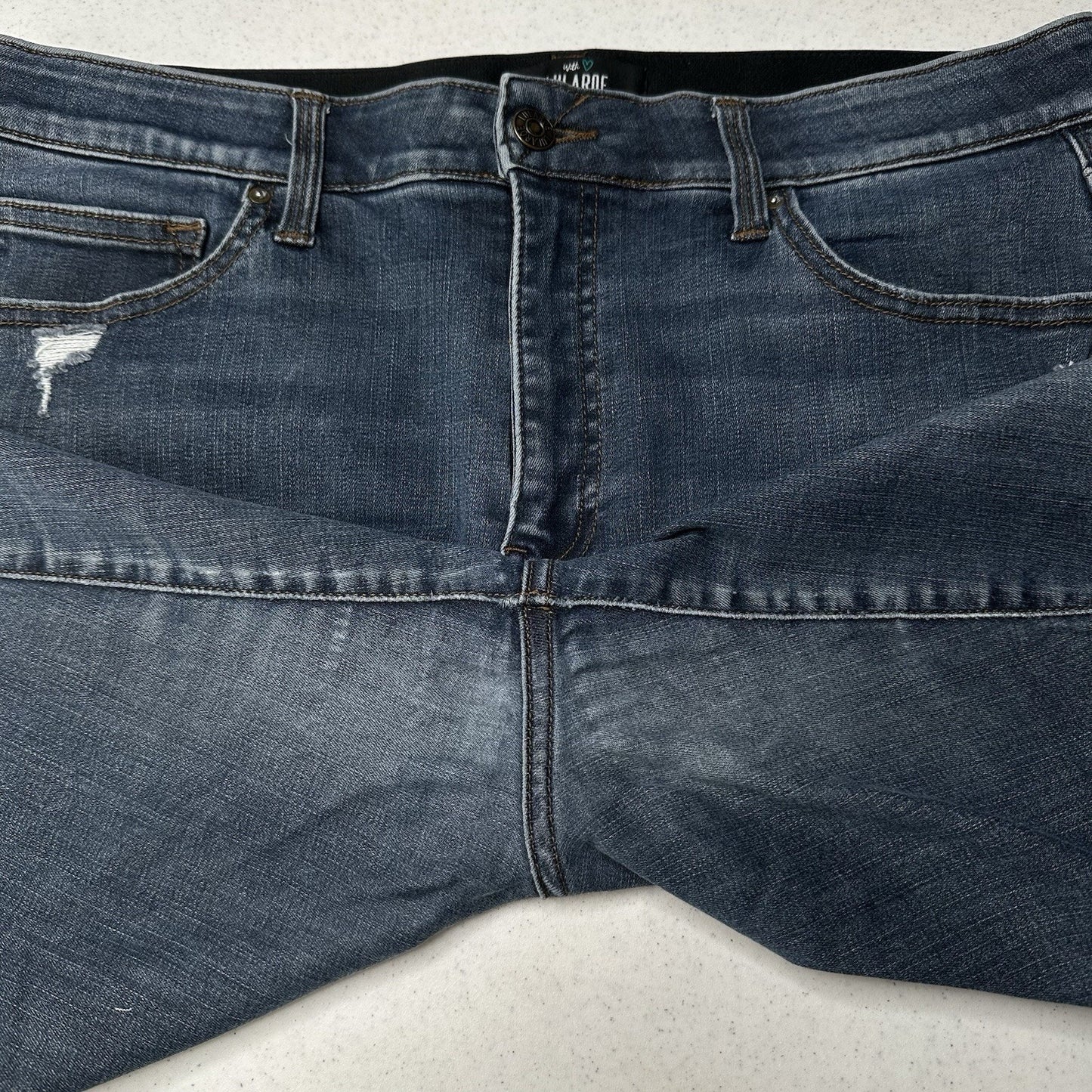 Lularoe Shorts Womens 32 US 14 Skinny Bermuda Cut Off Blue Denim Tummy Panel