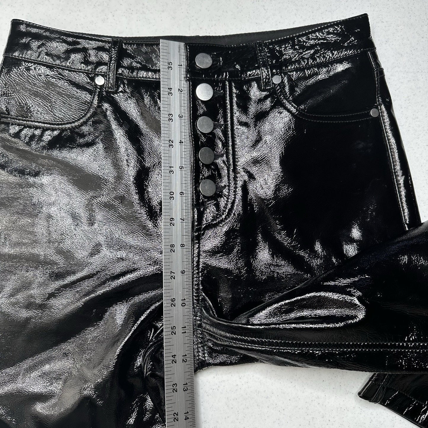 BLDWN Parker Leather Pants Womens 25 Straight Crop Black Genuine Leather EUC