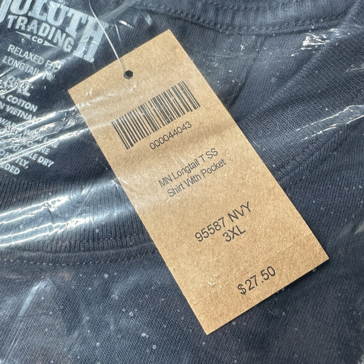 Duluth Trading Shirt Mens 3XL Relaxed Longtail Navy Blue Short Sleeve Pocket NEW