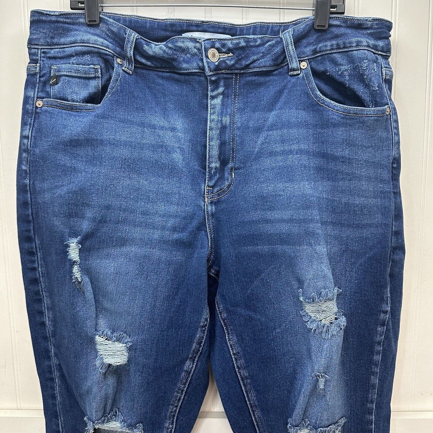 Kancan Jeans 20 Womens Skinny Blue Stretch Denim Distressed Fray Dark Plus Size
