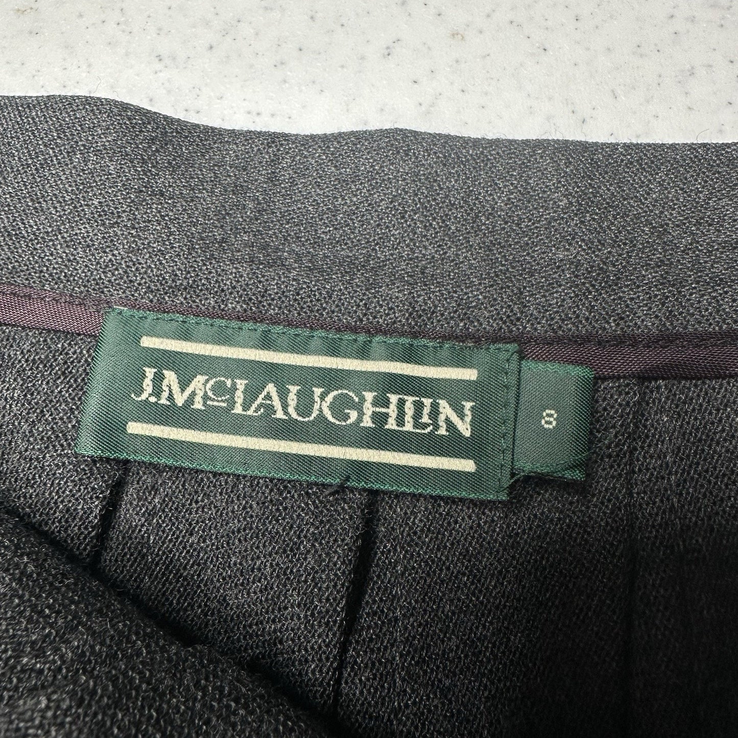 J McLaughlin Skirt Womens 8 Pleated Wool Gray Zip Academia Preppy Luxury *Flaw