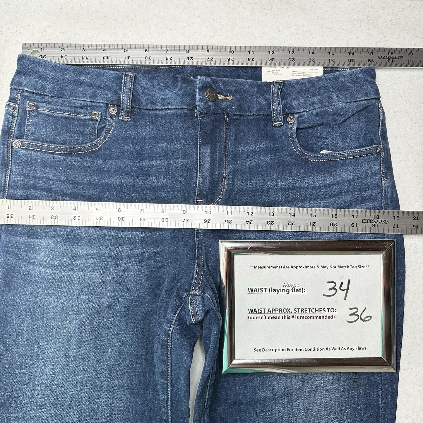 American Eagle Jeans 14 Long Curvy Lowrise Kick Bootcut NextLevel Blue Denim NEW