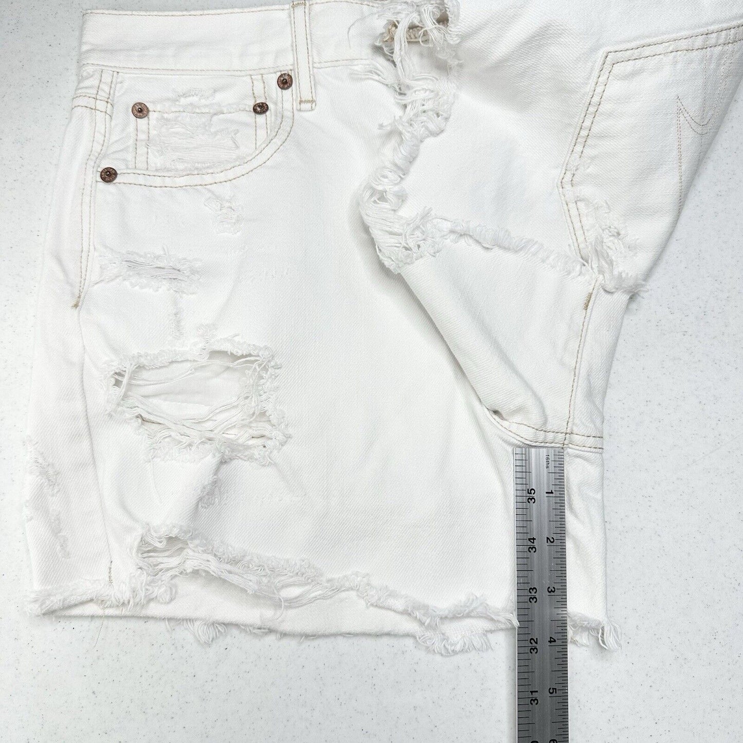 American Eagle Shorts 10 90s Boyfriend High Rise White Denim Distress Grunge EUC