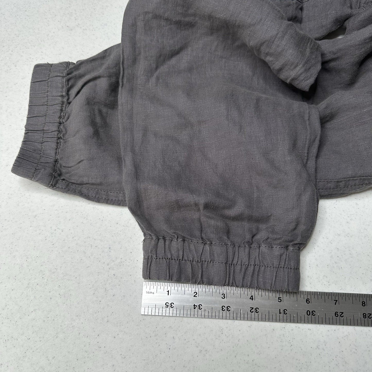 Nicole Miller Pants Womens Large Linen Cargo Jogger Gray Pull On Coastal Beach