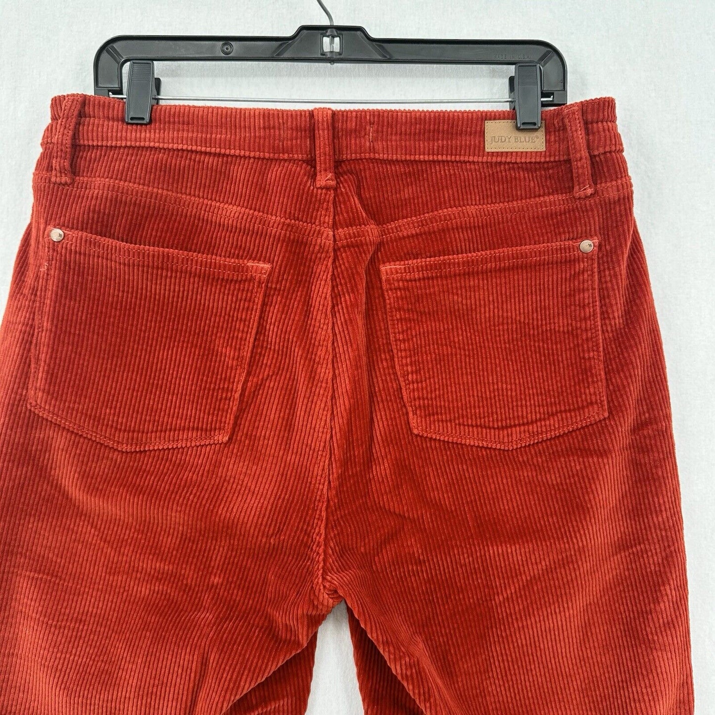 Judy Blue Jeans Womens 15 32 Corduroy Ankle Straight Rust Red Orange Preppy EUC