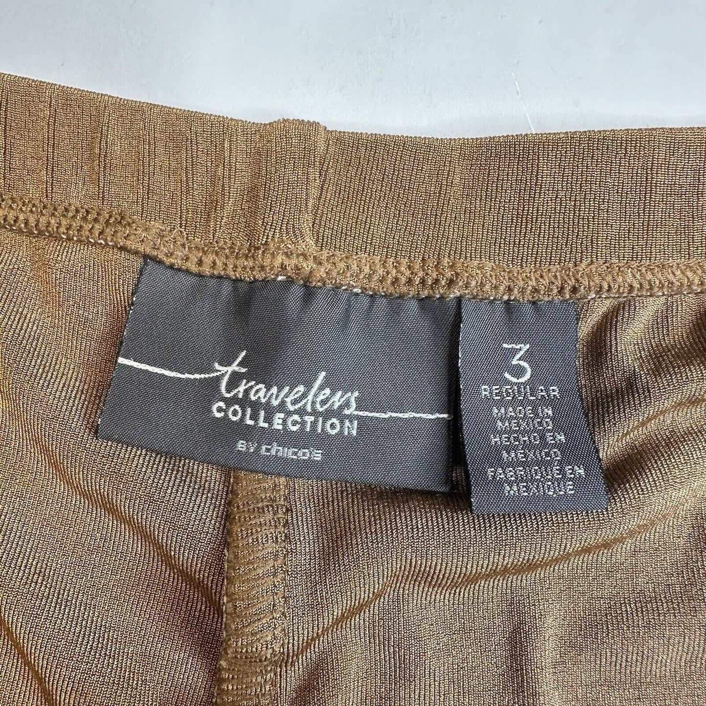 Chicos Pants 3 US 16 XL Travelers Slinky Knit Ankle Brown Stretch Coastal Womens