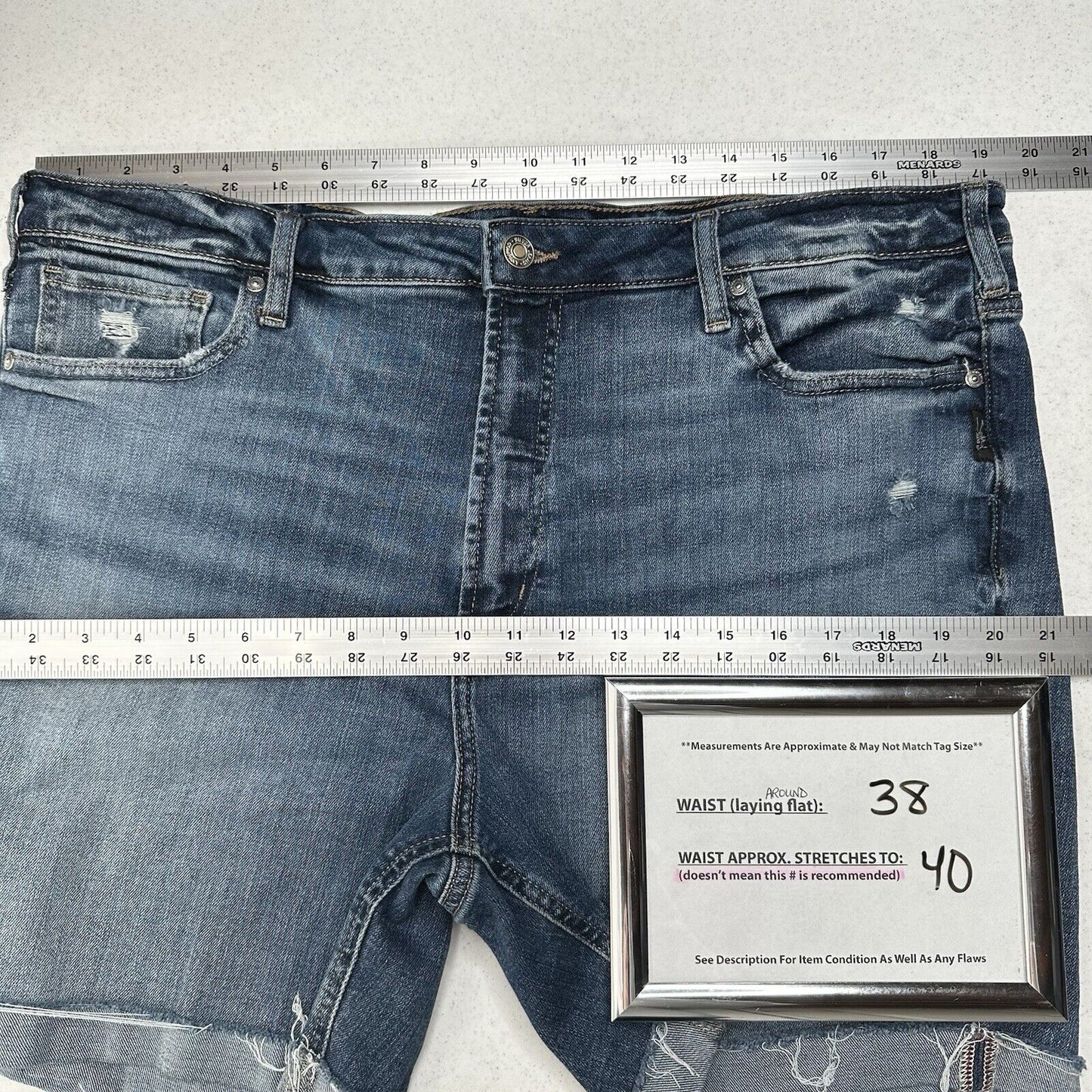 Silver Jean Shorts Womens 18 Sure Thing Long Short Blue Stretch Denim Bermuda