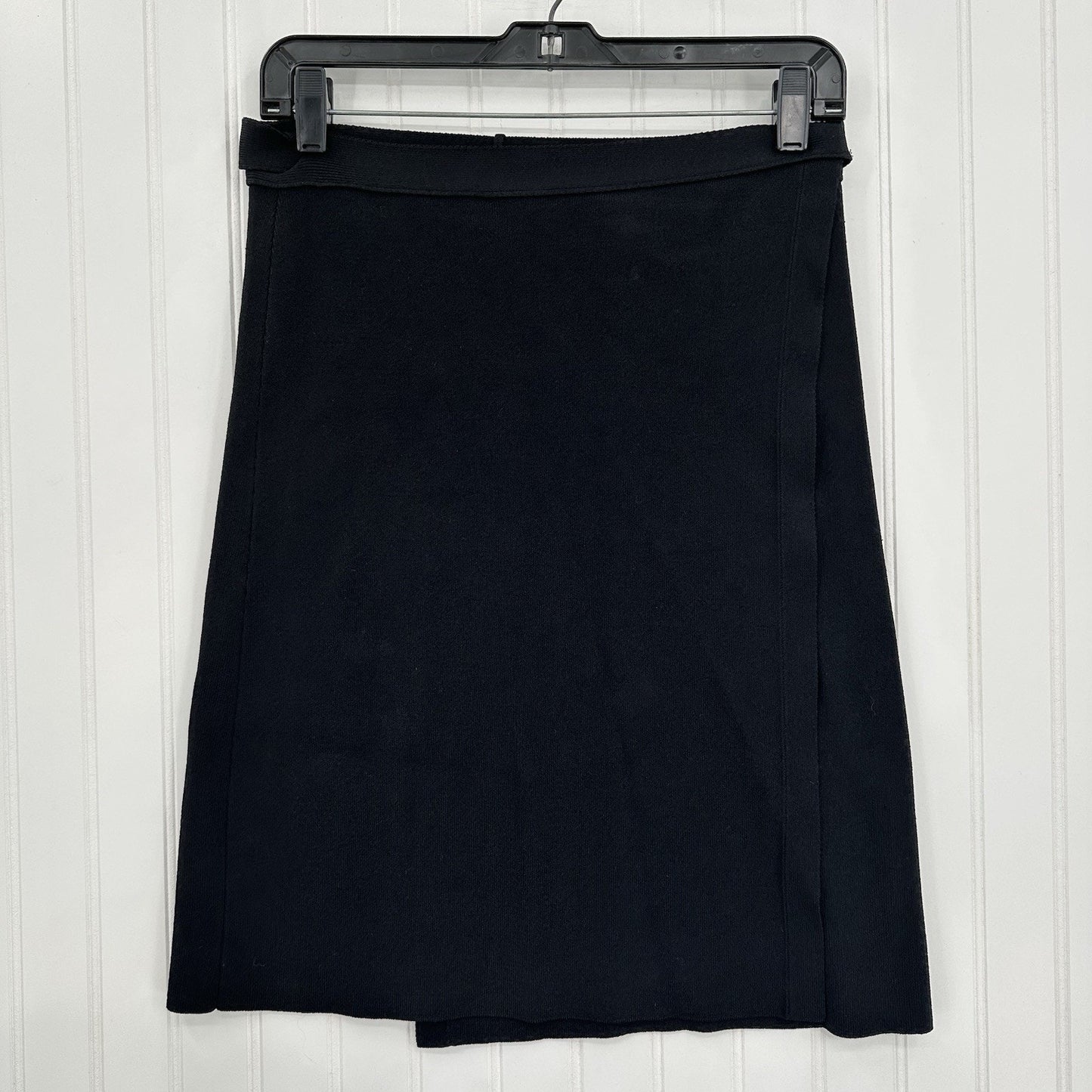 Scanlan Theodore Skirt Women Medium Crepe Knit Wrap Mini Black Minimalist Luxury