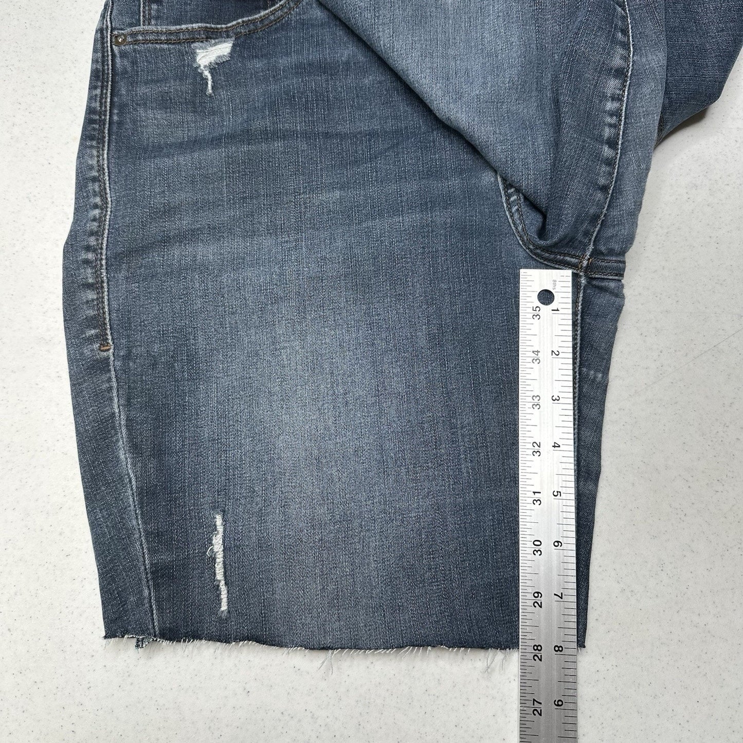Lularoe Shorts Womens 32 US 14 Skinny Bermuda Cut Off Blue Denim Tummy Panel