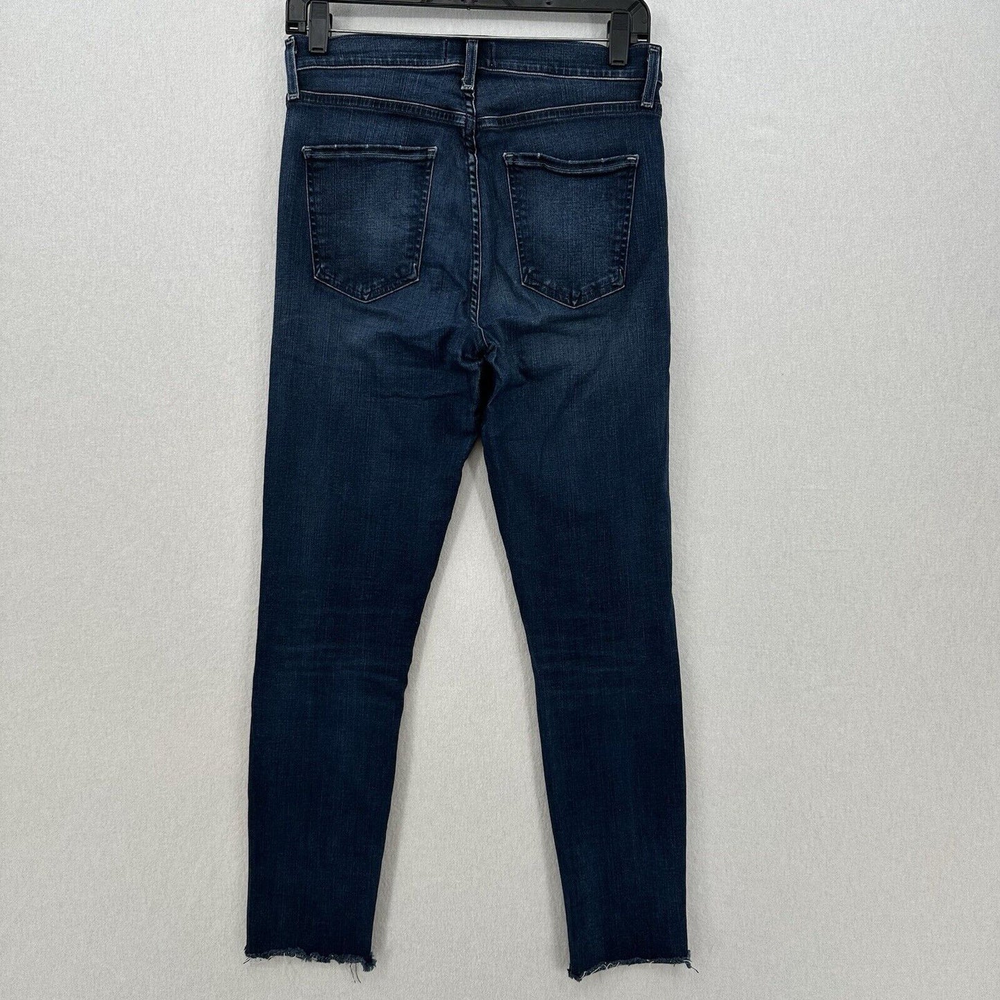 AGOLDE Jeans Womens 28 Sophie Crop Blue Denim Dark Wash Skinny Raw Hem Fray
