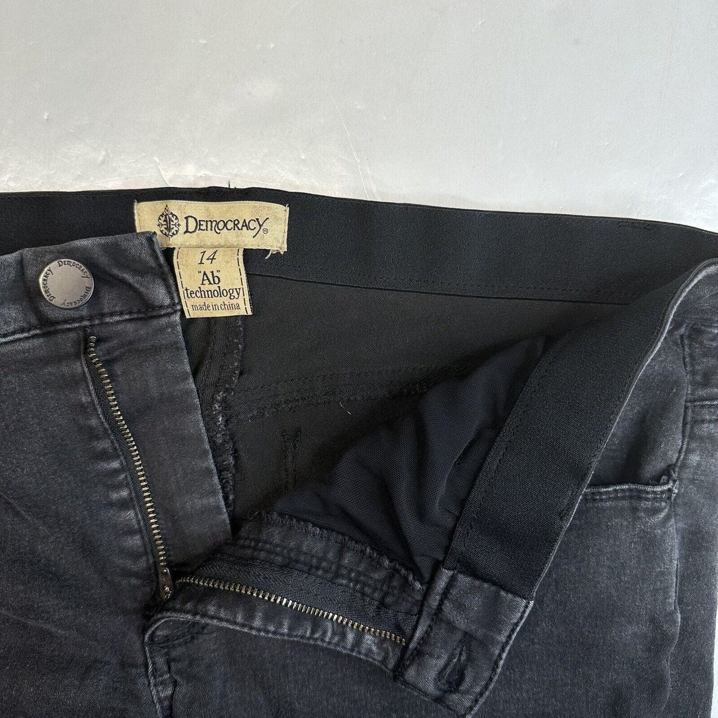 Democracy Jeans Womens 14 Skinny Ab Technology Black Stretch Denim Slimming