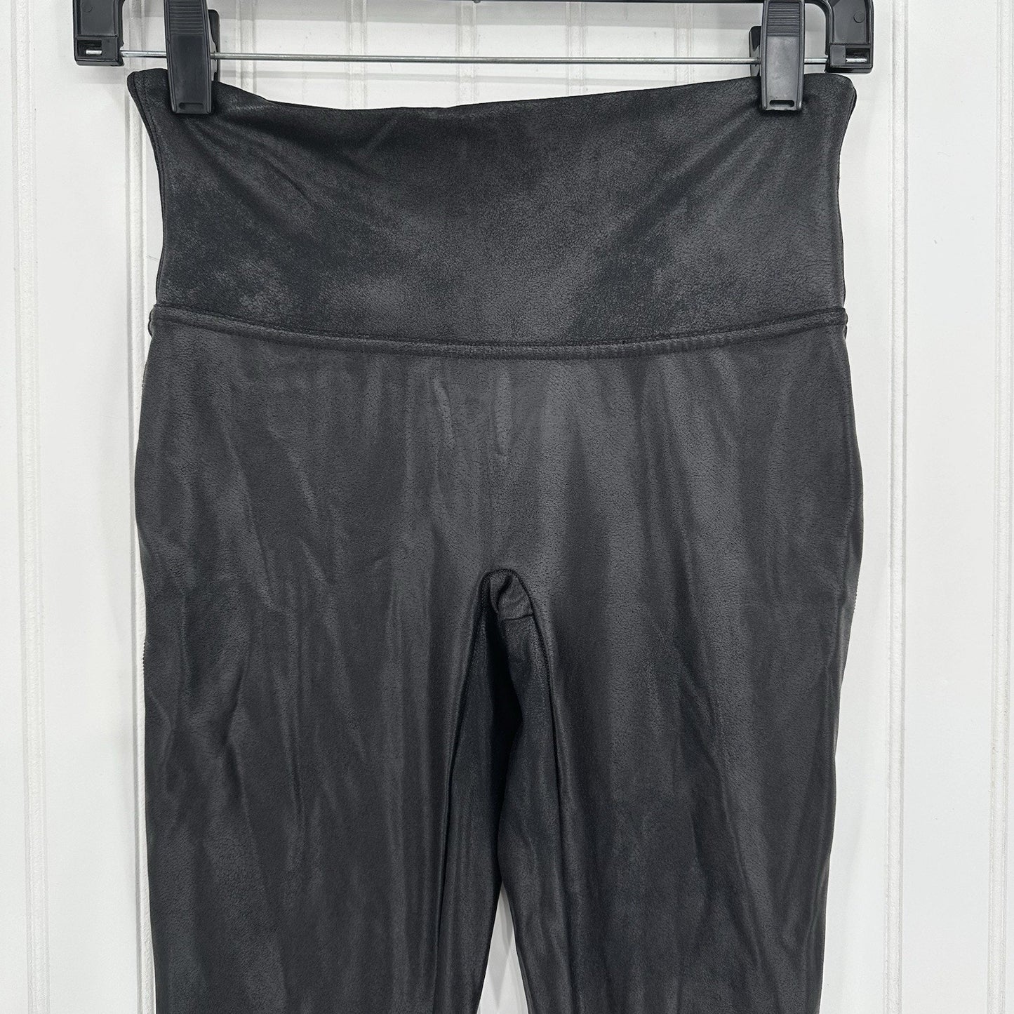 Spanx Leggings Womens Medium Faux Leather Black Pull On Shape Pants Slimming EUC