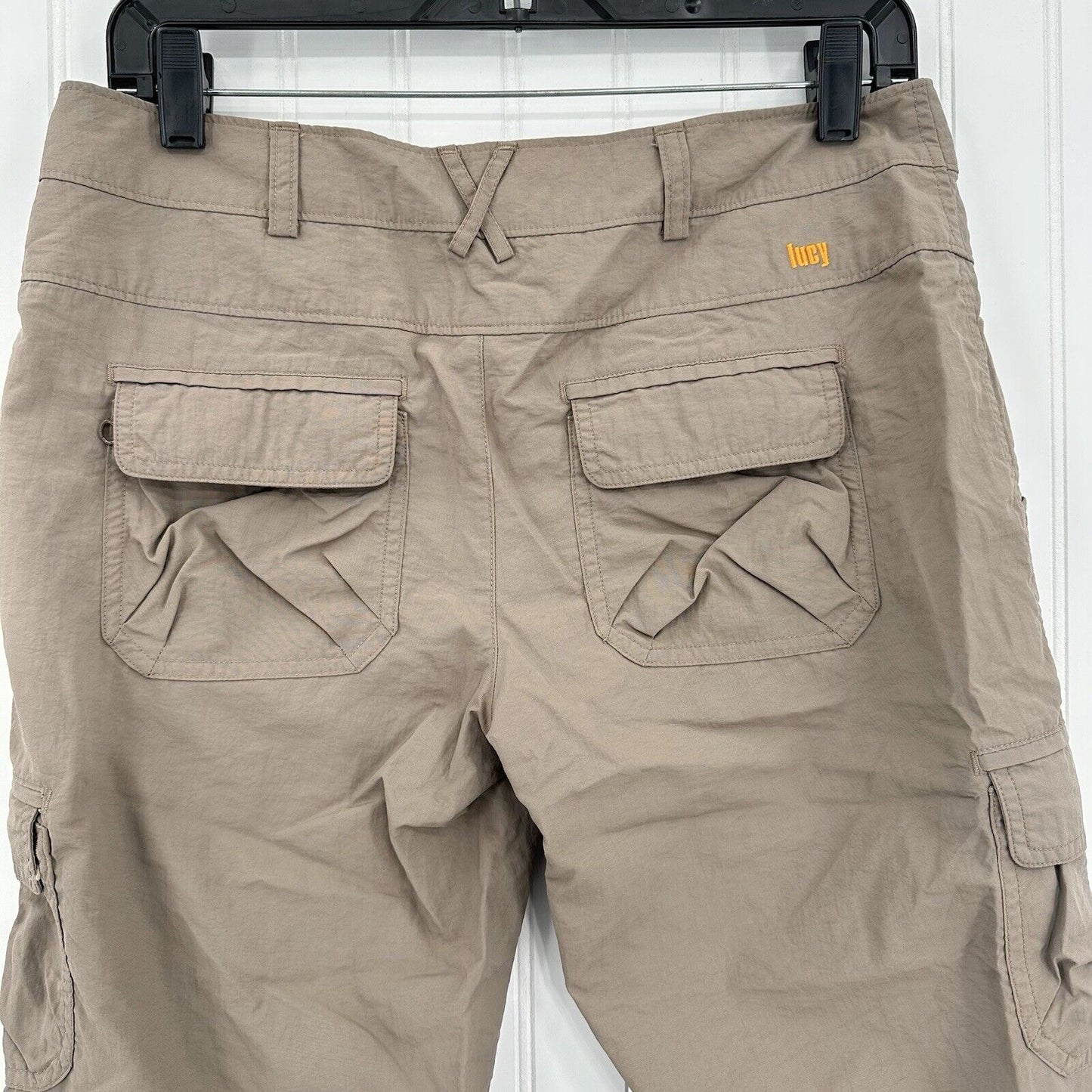 Lucy Activewear Pants Womens 6 Cargo Crop Brown Hiking Gorpcore Trail Cinch Hems