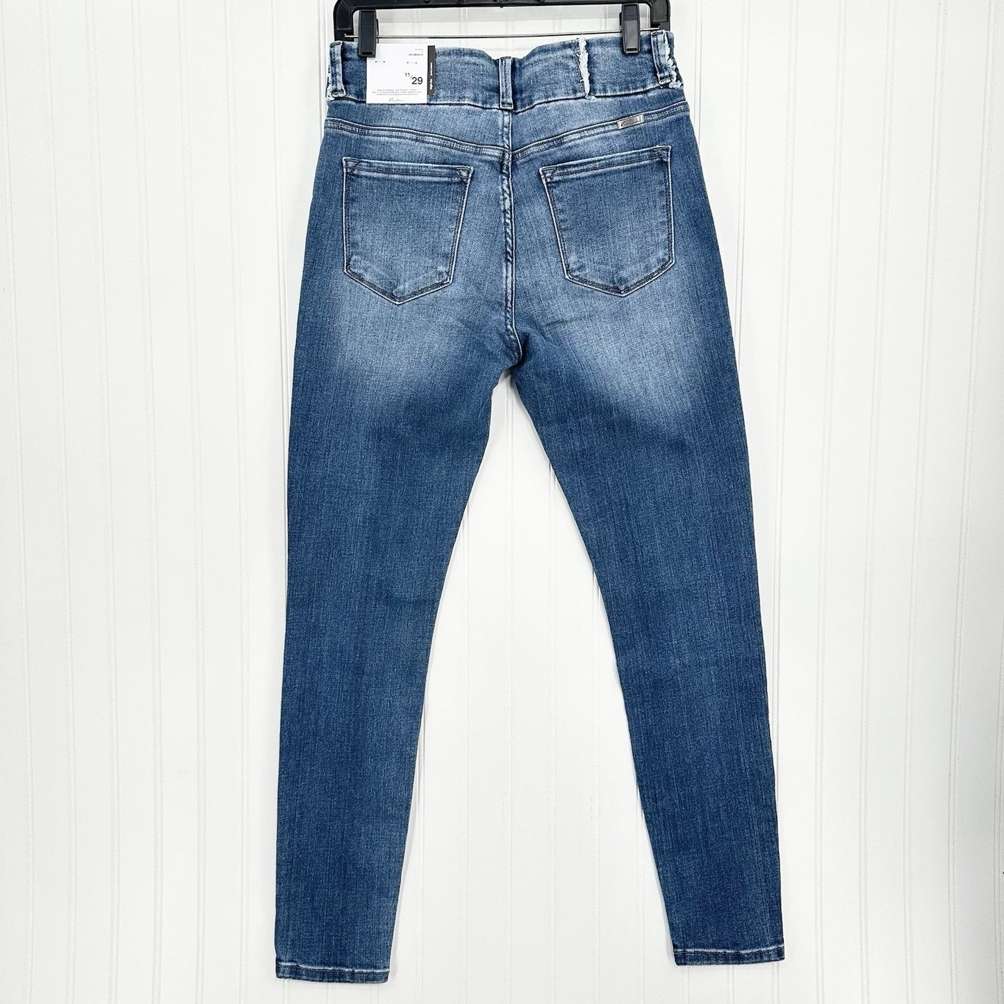 Kancan Jeans Womens 11 29 High Rise Super Skinny Blue Stretch Denim Distress NEW