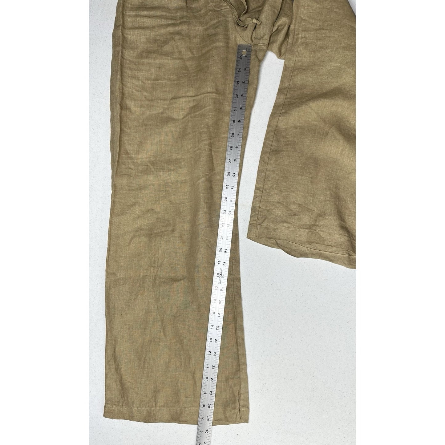 CP Shades Pants Women XS Linen Jenn Wide Leg Tan Pull On Coastal Beach Lagenlook